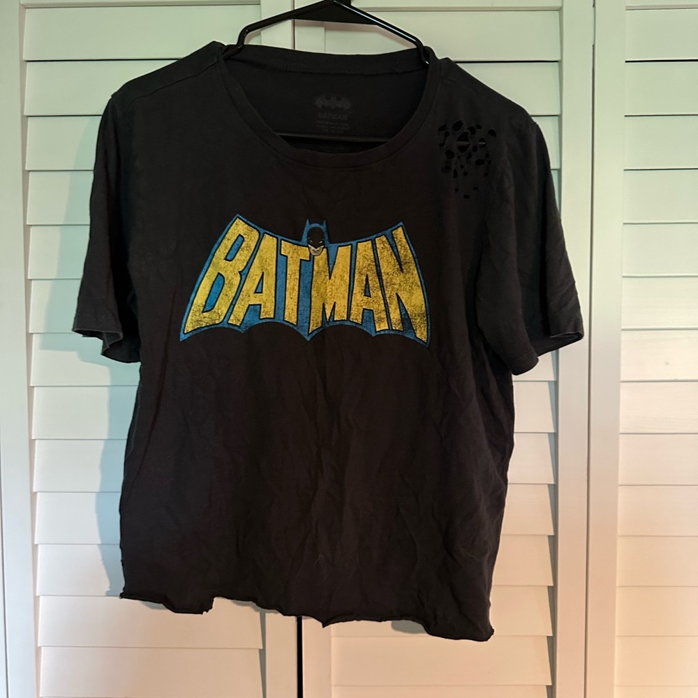 Batman Black and Yellow distressed Crop Top